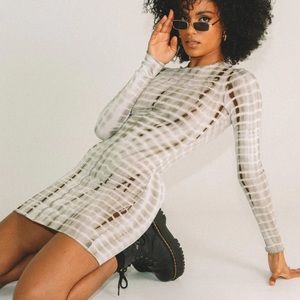 PRINCESS POLLY: JOANI TIE DYE MINI DRESS GREEN